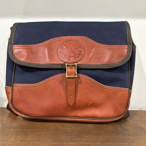 Duluth Pack Field Satchel Blue‎ Canvas Brown Leather Trim Messenger Crossbody